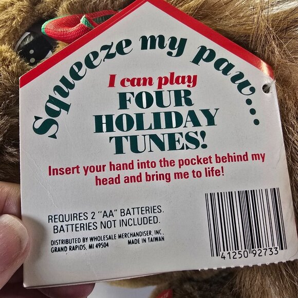 Vintage Puppy Dog Plush Puppet Christmas Stuffed Animal Pup-Pets Brown Bows READ - Picture 13 of 16